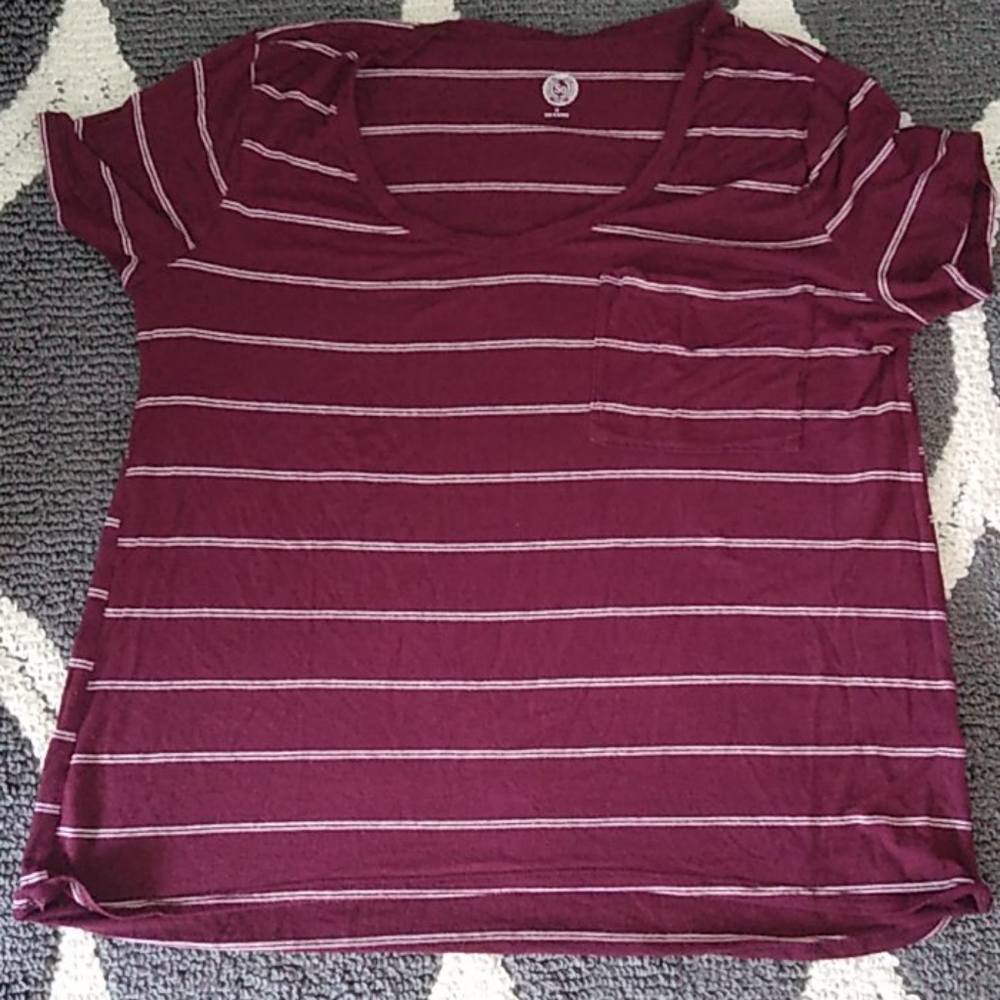 Striped maroon tee